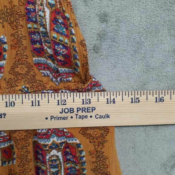 LOVE FIRE Aztec Print Sleeveless Dress Yellow Strappy Lined Keyhole Size M - Picture 4 of 9